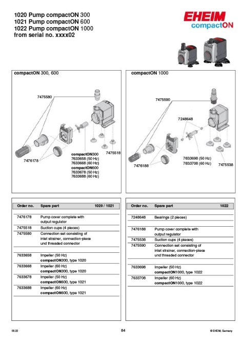 EHEIM pompa compactON 1000 ( 1022220 ) EHEIM pompa compactON 1000 ( 1022220 )