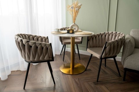 Krzesło welurowe plecione ASTON VELVET taupe Krzesło welurowe plecione ASTON VELVET taupe