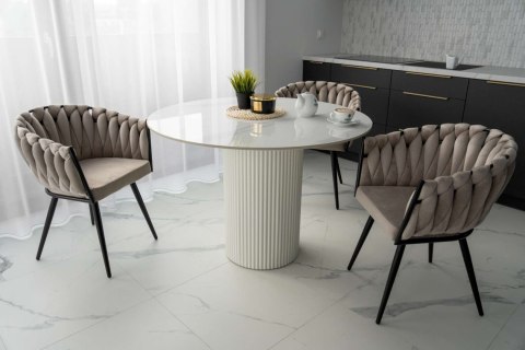 Krzesło welurowe plecione ASTON VELVET taupe Krzesło welurowe plecione ASTON VELVET taupe