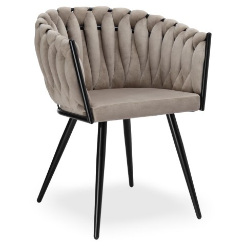 Krzesło welurowe plecione ASTON VELVET taupe Krzesło welurowe plecione ASTON VELVET taupe