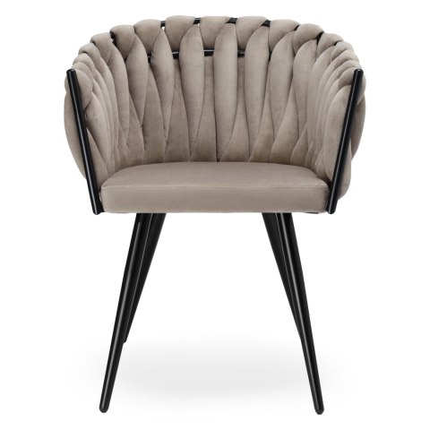 Krzesło welurowe plecione ASTON VELVET taupe Krzesło welurowe plecione ASTON VELVET taupe