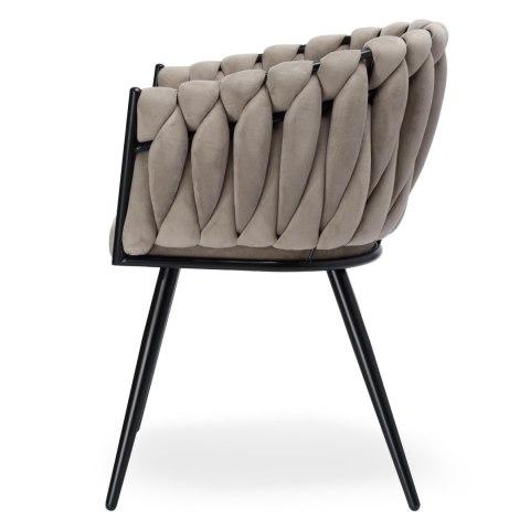 Krzesło welurowe plecione ASTON VELVET taupe Krzesło welurowe plecione ASTON VELVET taupe
