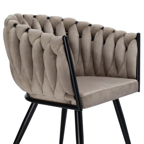 Krzesło welurowe plecione ASTON VELVET taupe Krzesło welurowe plecione ASTON VELVET taupe