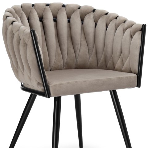 Krzesło welurowe plecione ASTON VELVET taupe Krzesło welurowe plecione ASTON VELVET taupe