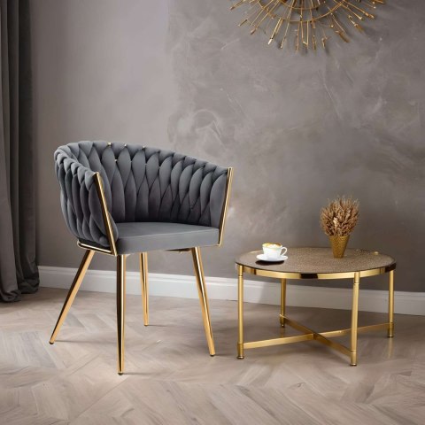 Krzesło welurowe plecione COFTON gold VELVET grafitowy Krzesło welurowe plecione COFTON gold VELVET grafitowy
