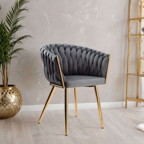Krzesło welurowe plecione COFTON gold VELVET grafitowy Krzesło welurowe plecione COFTON gold VELVET grafitowy
