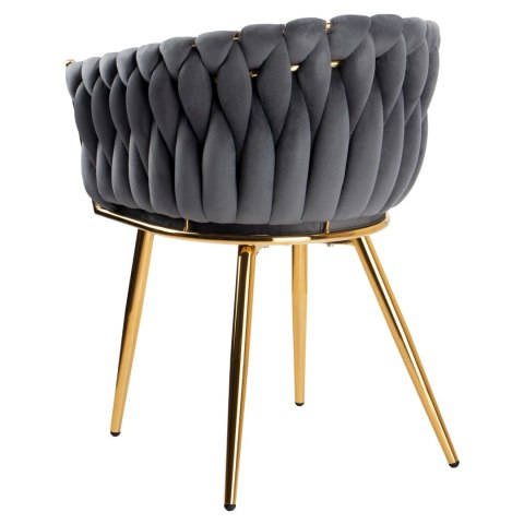 Krzesło welurowe plecione COFTON gold VELVET grafitowy Krzesło welurowe plecione COFTON gold VELVET grafitowy