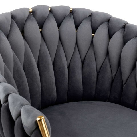 Krzesło welurowe plecione COFTON gold VELVET grafitowy Krzesło welurowe plecione COFTON gold VELVET grafitowy