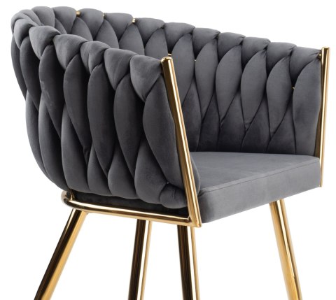Krzesło welurowe plecione COFTON gold VELVET grafitowy Krzesło welurowe plecione COFTON gold VELVET grafitowy