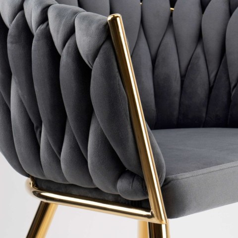 Krzesło welurowe plecione COFTON gold VELVET grafitowy Krzesło welurowe plecione COFTON gold VELVET grafitowy