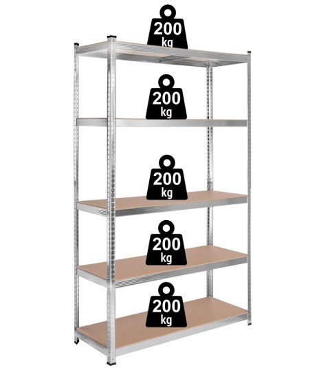 Regał stalowy magazynowy 200kg 5 poziomów 205x120x45 cm ocynkowany Regał stalowy magazynowy 200kg 5 poziomów 205x120x45 cm ocynkowany