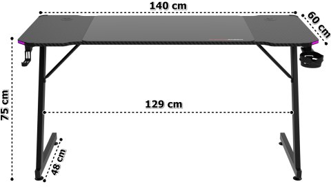 Biurko gamingowe SHADOW GAMER 2.0 140 cm LED RGB podkładka Biurko gamingowe SHADOW GAMER 2.0 140 cm LED RGB podkładka