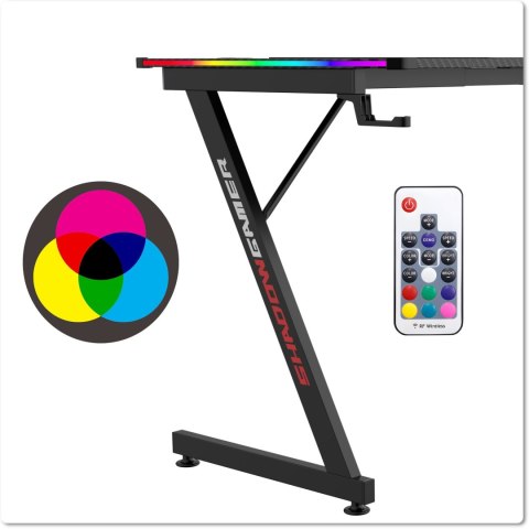 Biurko gamingowe SHADOW GAMER 2.0 140 cm LED RGB podkładka Biurko gamingowe SHADOW GAMER 2.0 140 cm LED RGB podkładka