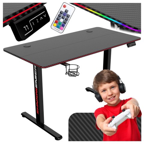 Biurko gamingowe SHADOW GAMER elektryczne 2.0 LED RGB 120 cm Biurko gamingowe SHADOW GAMER elektryczne 2.0 LED RGB 120 cm