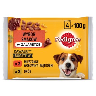 Pedigree Mokra Karma Dla Dorosłych Psów W Galaretce (Z Wołowiną, Z Drobiem) 4x100g Pedigree