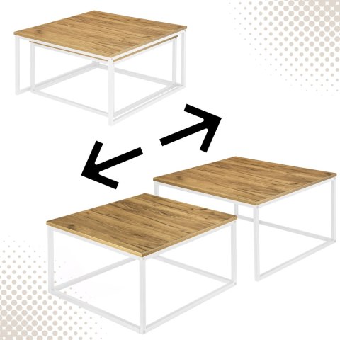 Zestaw 2 stolików skandynawskich VELEN BIAŁY CRAFT 2w1 Zestaw 2 stolików skandynawskich VELEN BIAŁY CRAFT 2w1