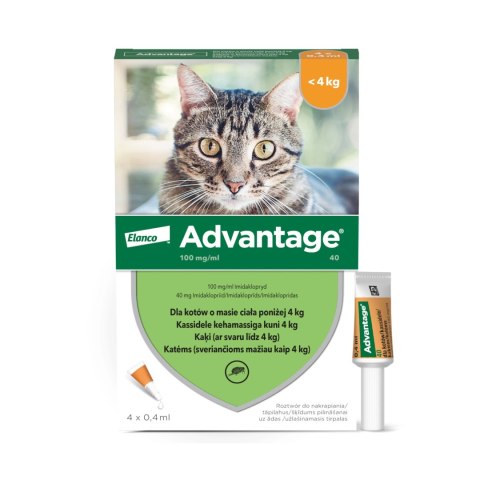Bayer Advantage Roztwór Do Nakrapiania Dla Kotów 4x0,4ml Bayer Bayer Advantage Roztwór Do Nakrapiania Dla Kotów 4x0,4ml Bayer