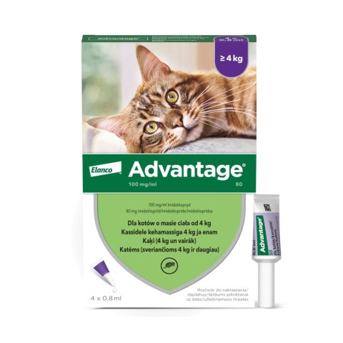 Bayer Advantage Roztwór Do Nakrapiania Dla Kotów 4x0,8ml Bayer Bayer Advantage Roztwór Do Nakrapiania Dla Kotów 4x0,8ml Bayer