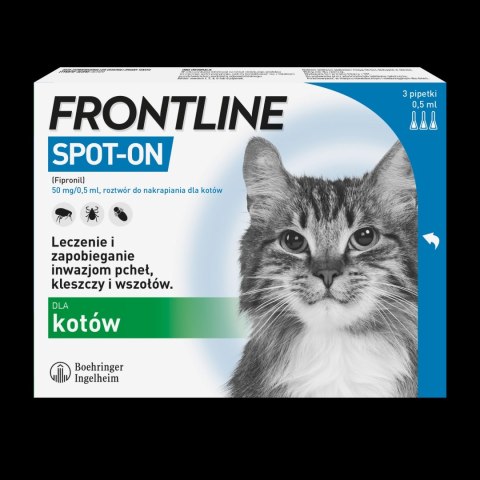 FRONTLINE Spot On Dla Kotów 3x0,5ml Frontline (Boehringer Ingelheim) FRONTLINE Spot On Dla Kotów 3x0,5ml Frontline (Boehringer Ingelheim)