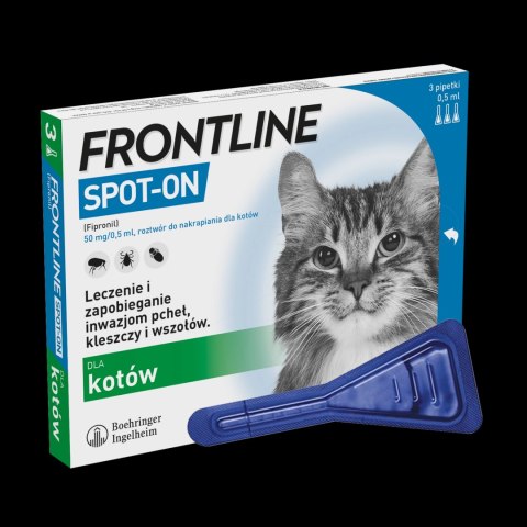 FRONTLINE Spot On Dla Kotów 3x0,5ml Frontline (Boehringer Ingelheim) FRONTLINE Spot On Dla Kotów 3x0,5ml Frontline (Boehringer Ingelheim)