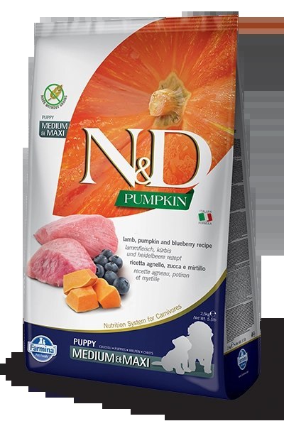 Farmina N&D Pumpkin Grain Free Canine Puppy Medium&Maxi Lamb&Blueberry 12kg Farmina Farmina N&D Pumpkin Grain Free Canine Puppy Medium&Maxi Lamb&Blueberry 12kg Farmina
