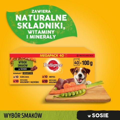 Pedigree Mokra Karma Dla Dorosłych Psów Saszetka Mix Smaków (Z Kurczakiem I Warzywami, Z Wołowiną I Warzywami, Z Indykiem I Marc Pedigree Pedigree Mokra Karma Dla Dorosłych Psów Saszetka Mix Smaków (Z Kurczakiem I Warzywami, Z Wołowiną I Warzywami, Z Indykiem I Marc Pedigree