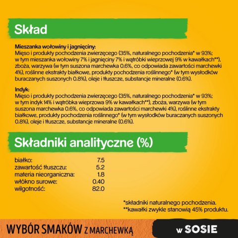 Pedigree Mokra Karma Dla Dorosłych Psów W Sosie (Z Wołowiną I Jagnięciną, Z Indykiem I Marchewką) 4x100g Pedigree Pedigree Mokra Karma Dla Dorosłych Psów W Sosie (Z Wołowiną I Jagnięciną, Z Indykiem I Marchewką) 4x100g Pedigree