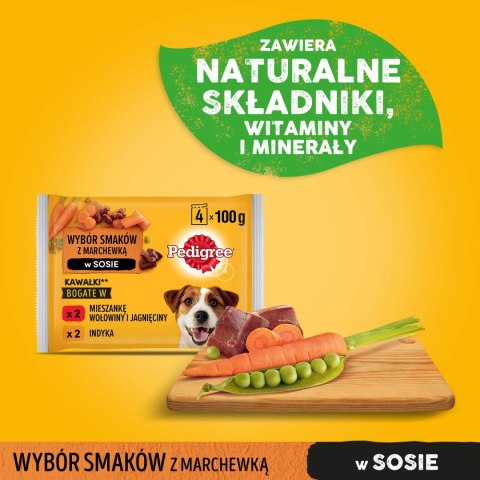 Pedigree Mokra Karma Dla Dorosłych Psów W Sosie (Z Wołowiną I Jagnięciną, Z Indykiem I Marchewką) 4x100g Pedigree Pedigree Mokra Karma Dla Dorosłych Psów W Sosie (Z Wołowiną I Jagnięciną, Z Indykiem I Marchewką) 4x100g Pedigree