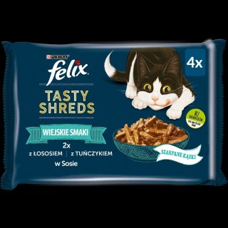 Felix Tasty Shreds Karma Dla Kota Z Łososiem I Tuńczykiem W Sosie 4x80g Felix