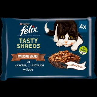 Felix Tasty Shreds Mokra Karma Dla Kota Z Kaczką I Indykiem W Sosie 4x80g Felix