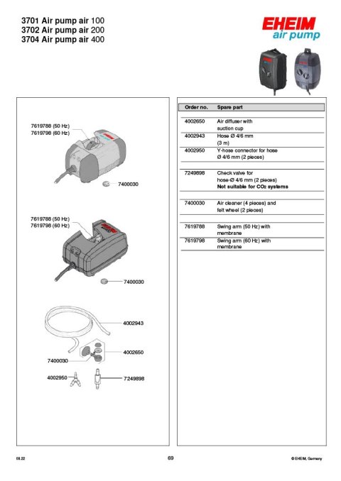 EHEIM pompa powietrza air pump 200 (3702010) EHEIM pompa powietrza air pump 200 (3702010)