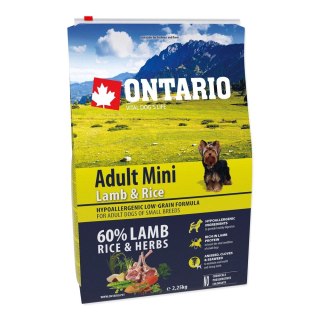 Ontario Adult Mini Lamb & Rice 2,25kg / Dla dorosłych psów małych ras Jagnięcina z ryżem 2,25kg (214-10595)