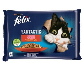 Felix Wiejskie Smaki W Galaretce Z Wołowina I Kurczakiem 4x85g Felix