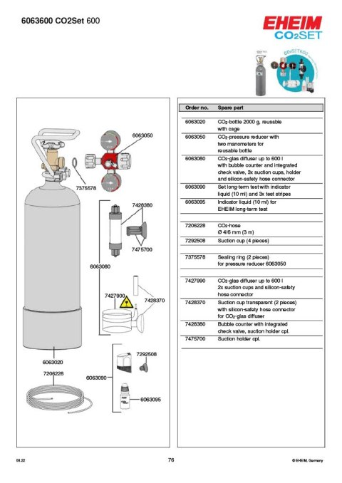 EHEIM zestaw CO2 SET600 (6063600) EHEIM