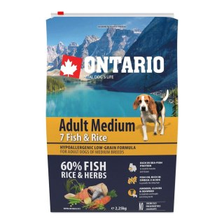 Ontario Adult Medium 7 Fish & Rice 2,25kg / Dla dorosłych psów średnich ras 7 rybami i ryżem 2,25kg (214-10675) ONTARIO