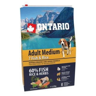 Ontario Adult Medium 7 Fish & Rice 2,25kg / Dla dorosłych psów średnich ras 7 rybami i ryżem 2,25kg (214-10675) ONTARIO