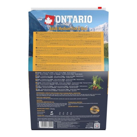 Ontario Adult Medium 7 Fish & Rice 2,25kg / Dla dorosłych psów średnich ras 7 rybami i ryżem 2,25kg (214-10675) ONTARIO