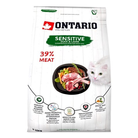 Ontario Cat Sensitive/Derma 2kg Pokarm dla kotów o wrażliwej skórze (213-10625) ONTARIO