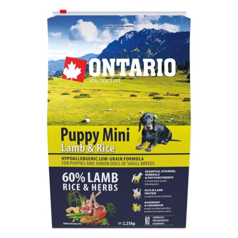 Ontario Puppy Mini Lamb & Rice 2,25kg / Dla szczeniąt małych ras z Jagnięciną i ryżem 2,25kg (214-10195) ONTARIO