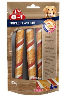 8in1 Triple Flavour Skręcane Pałeczki Dla Psów 113g 8in1