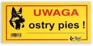 Dingo Metalowa Tabliczka Ostrzegawcza "Uwaga Ostry Pies" Dingo