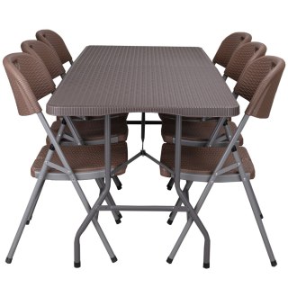 Zestaw cateringowy RATTAN stół 180 cm + 6 krzeseł