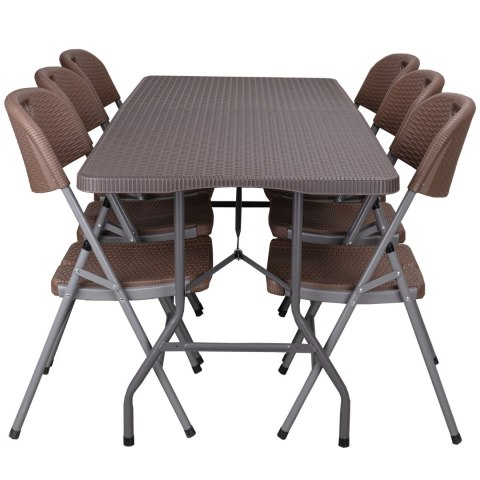 Zestaw cateringowy RATTAN stół 180 cm + 6 krzeseł