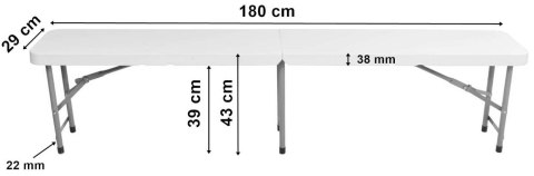 Ławka cateringowa składana 180 cm biała