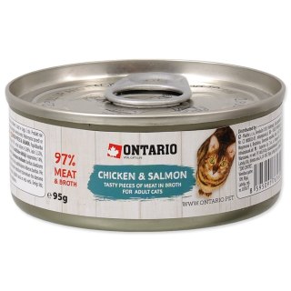 ONTARIO Chicken Pieces+Salmon 95g / Kawałki kurczaka i łosoś puszka 95g dla dorosłych kotów (213-2002)