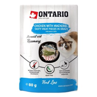 ONTARIO Herb kurczak z makrela, ryz, rozmaryn w sosie 80g saszetka dla kota (213-3537)