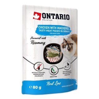 ONTARIO Herb kurczak z makrela, ryz, rozmaryn w sosie 80g saszetka dla kota (213-3537)
