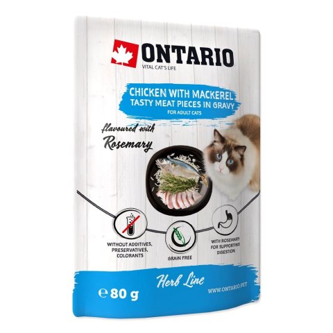 ONTARIO Herb kurczak z makrela, ryz, rozmaryn w sosie 80g saszetka dla kota (213-3537)
