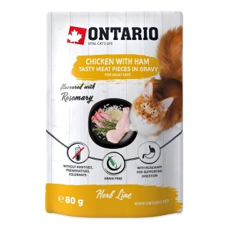 ONTARIO Herb kurczak z szynka, ryz, rozmaryn w sosie 80g saszetka dla kota (213-3534)