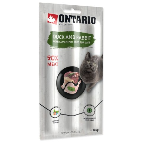 ONTARIO Miękii kabanos dla kotów kaczka z królikiem pakowane po trzy sztuki - 3 X 5g (213-5826)